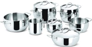 All-Clad BD55113.53 D5 - Set di pentole in acciaio inox spazzolato a 5  strati, universale, con coperchio, colore: Argento